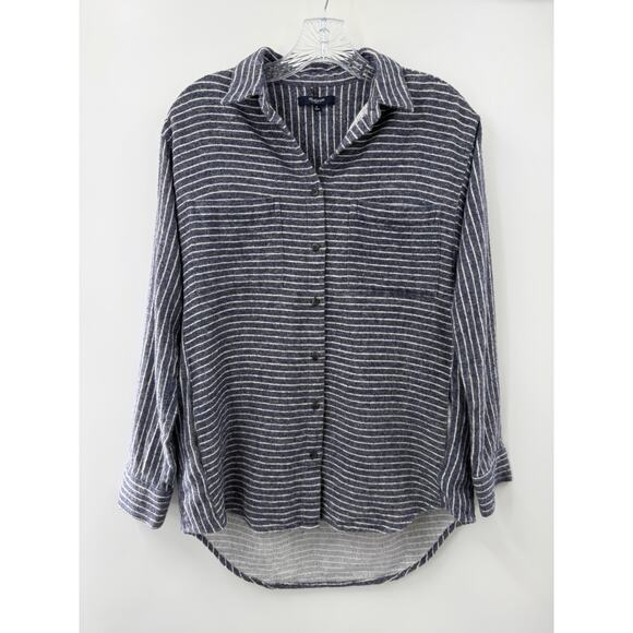 Madewell Tops - Madewell Women’s Long Sleeve Button Up Shirt Blue White Stripe Pockets Small